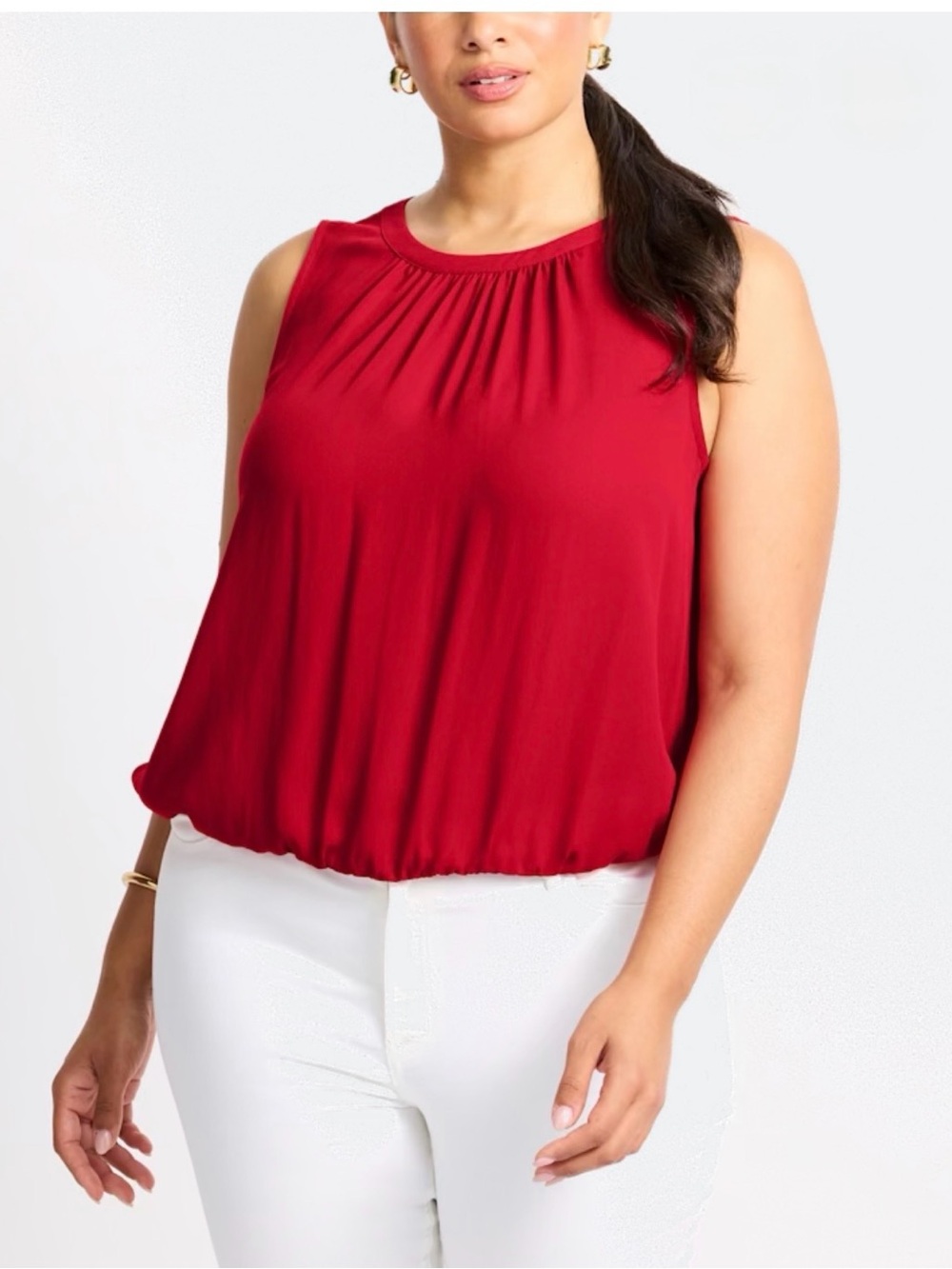 Women's Red Shell Top - Picture 2 of 5